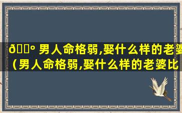 🐺 男人命格弱,娶什么样的老婆（男人命格弱,娶什么样的老婆比较好）